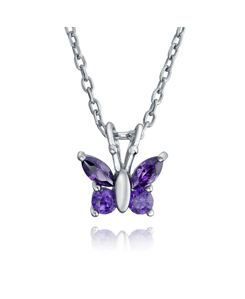 Bling Jewelry Mini Petite Tiny Clear Cubic Zirconia Cz Garden Insect Butterfly Pendant Necklace Rose Gold Plated .925 Sterling Silver