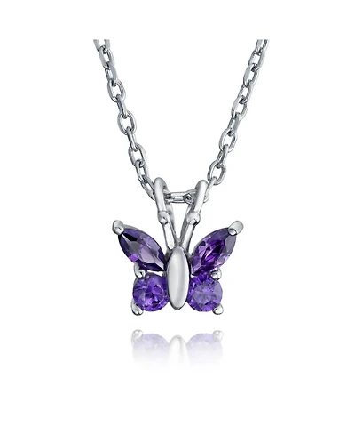 Bling Jewelry Mini Petite Tiny Clear Cubic Zirconia Cz Garden Insect Butterfly Pendant Necklace Rose Gold Plated .925 Sterling Silver