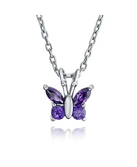 Bling Jewelry Mini Petite Tiny Clear Cubic Zirconia Cz Garden Insect Butterfly Pendant Necklace Rose Gold Plated .925 Sterling Silver