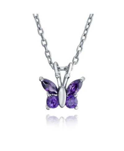 Bling Jewelry Purple Cubic Zirconia Garden Insect Cz Butterfly Pendant Necklace .925 Sterling Silver