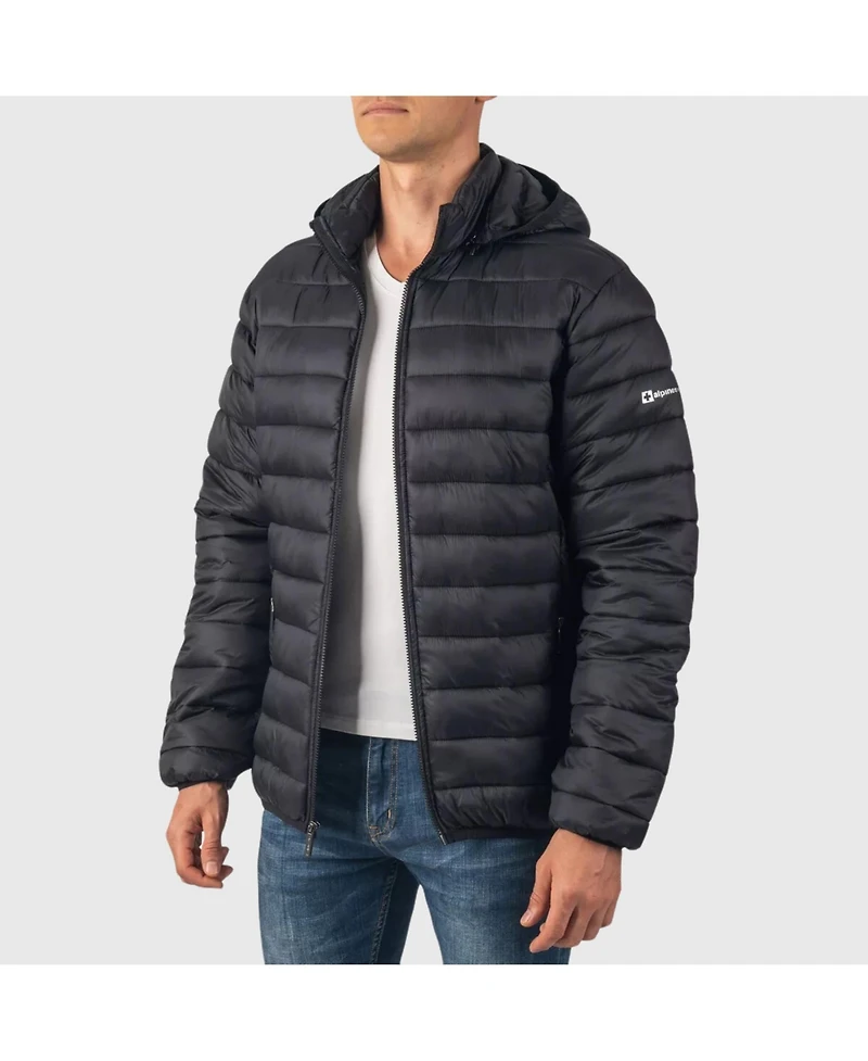 Alpine Swiss Men's Men s Lightweight Puffer Jacket with Removable Hood | Milo Winter Coat Packable Water-Resistant Down Alternative Bubble