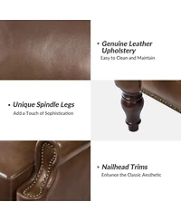 Hulala Home Volkert Triditional Genuine Leather Manual Recliner with Spindle Legs