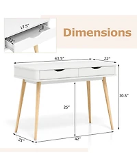 Gouun 43.5 Inch Computer Desk with 2 Drawers for Small Spaces