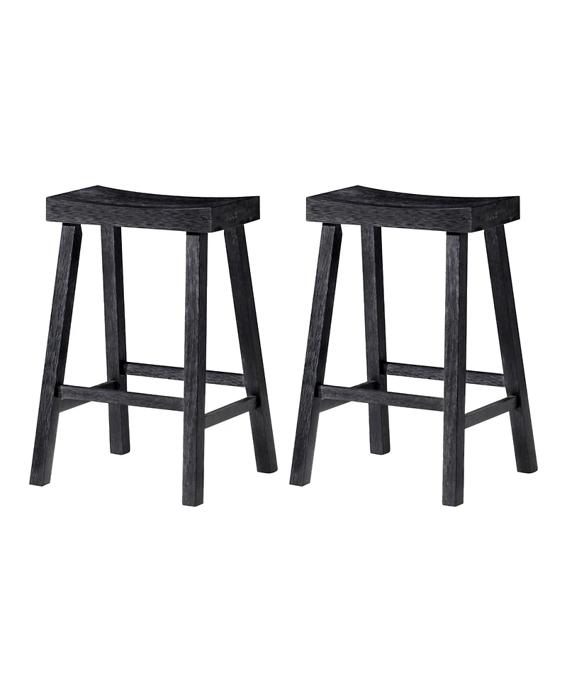 Maven Lane Vincent Wooden Rustic Aesthetic Kitchen Counter Stool, Set of 2