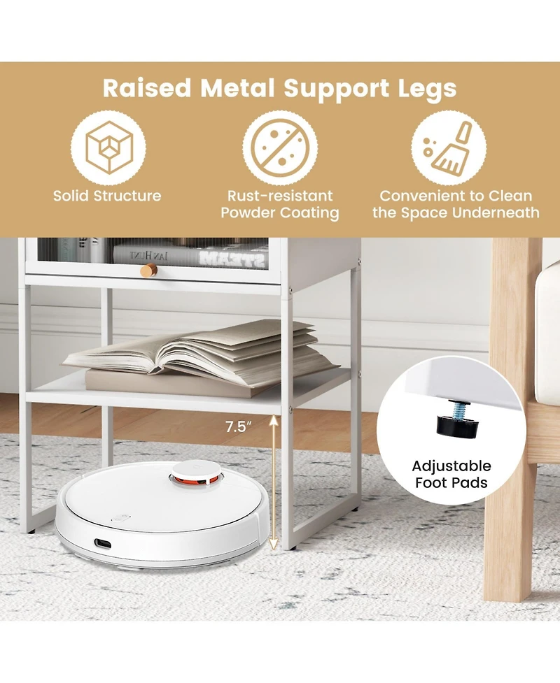 Gouun Nightstand with Flip up Door Storage Shelf