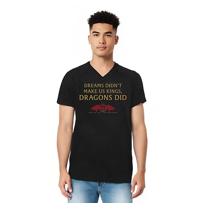 House Of The Dragon Men's Not Dreams Short Sleeve Adult V Neck Premium Cotton Tee / T-Shirt