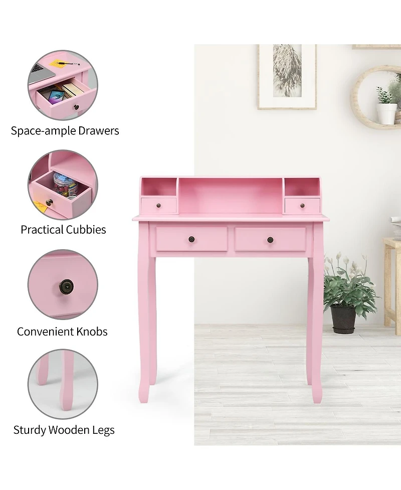Gouun Removable Floating Organizer 2-Tier Mission Home Computer Vanity Desk