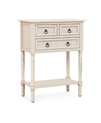 Gouun Narrow Console Table with 3 Storage Drawers and Open Bottom Shelf