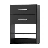 Short Tower Wood Built Closet Organizer Unit, Starter Kit, Mounted Systems with 2 Drawers