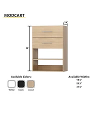 Short Tower Wood Built Closet Organizer Unit, Starter Kit, Mounted Systems with 2 Drawers