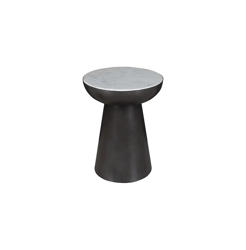 Jofran Circularity Modern Luxury Marble and Iron 18" Round Pedestal End Table