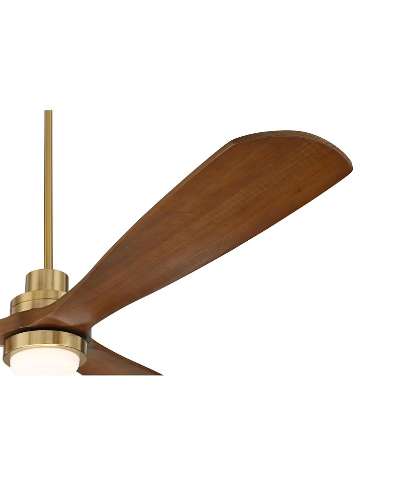 Casa Vieja 66" Delta Xl Modern Indoor Ceiling Fan 3 Blade Led Light Remote Control Soft Brass Finish Brown Walnut Finish Blades Bedroom Living Room Ki