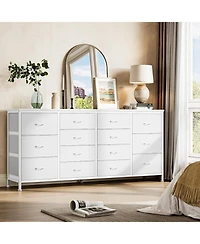 gaomon 14 Drawer Dresser, 63 Inch White Dresser Tv Stand