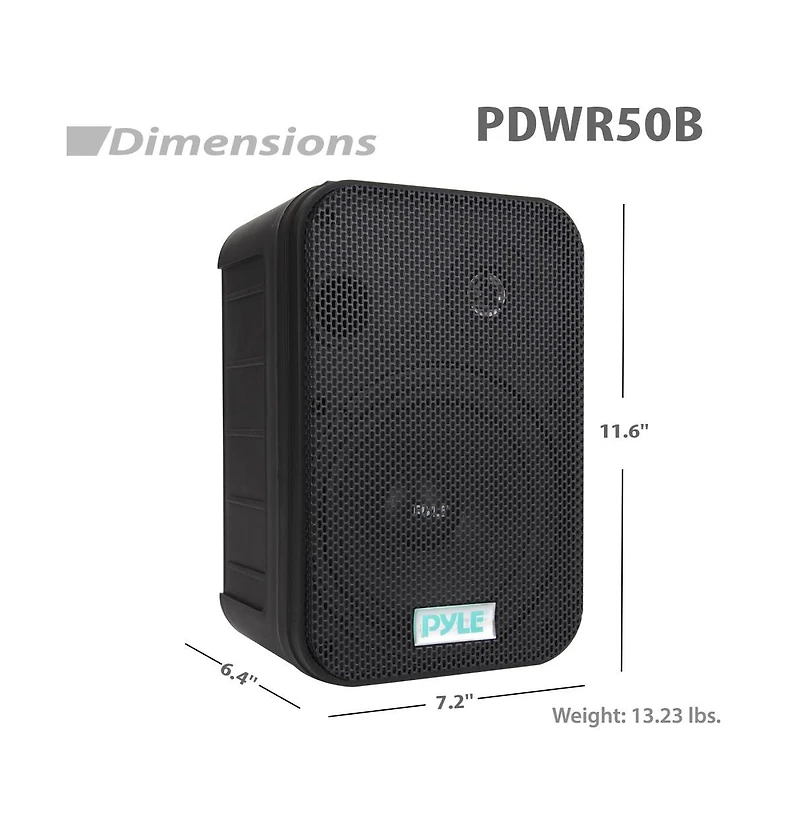 Pyle 6.5" Indoor/Outdoor Waterproof Speakers - 500W Max Power, Bass Reflex Vent, Heavy Duty Abs Construction