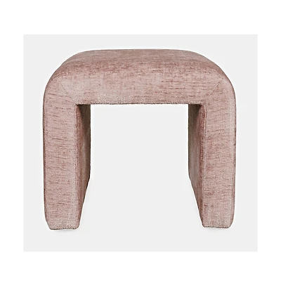 Jofran Luxury Curved Upholstered Waterfall Jacquard Petite Ottoman Bench - Set of 2