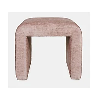 Jofran Luxury Curved Upholstered Waterfall Jacquard Petite Ottoman Bench - Set of 2