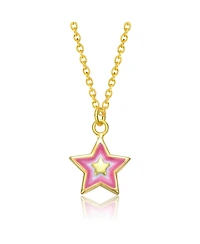 GiGiGirl 14k Gold Plated Red & White Lucky Star Pendant Charm Necklace
