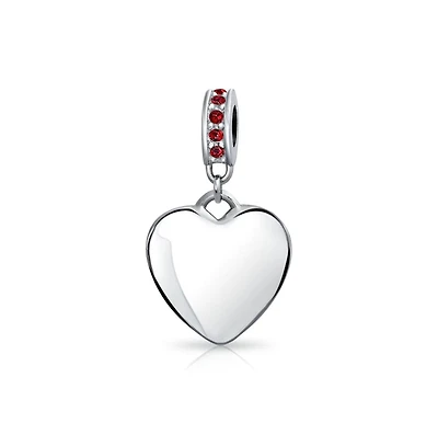Bling Jewelry Crystal Accent Bale Heart Shape Dangle Bead Charm Sterling Silver