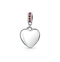 Bling Jewelry Crystal Accent Bale Heart Shape Dangle Bead Charm Sterling Silver