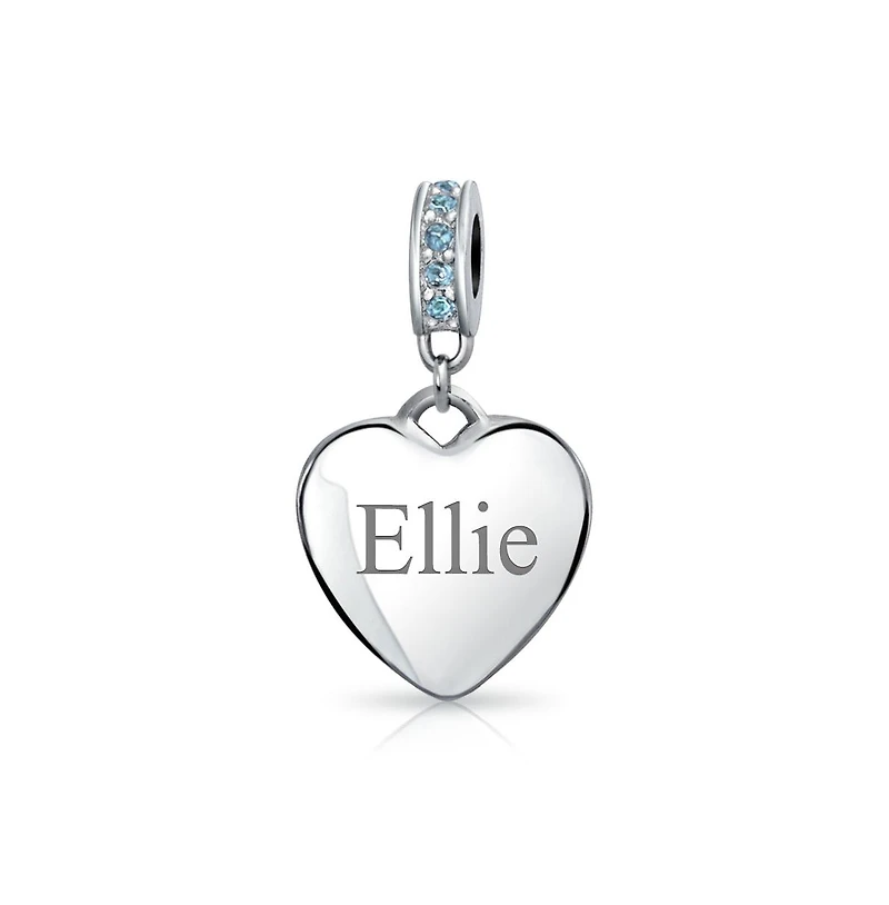 Bling Jewelry Crystal Accent Bale Heart Shape Dangle Bead Charm Sterling Silver