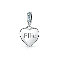 Bling Jewelry Crystal Accent Bale Heart Shape Dangle Bead Charm Sterling Silver
