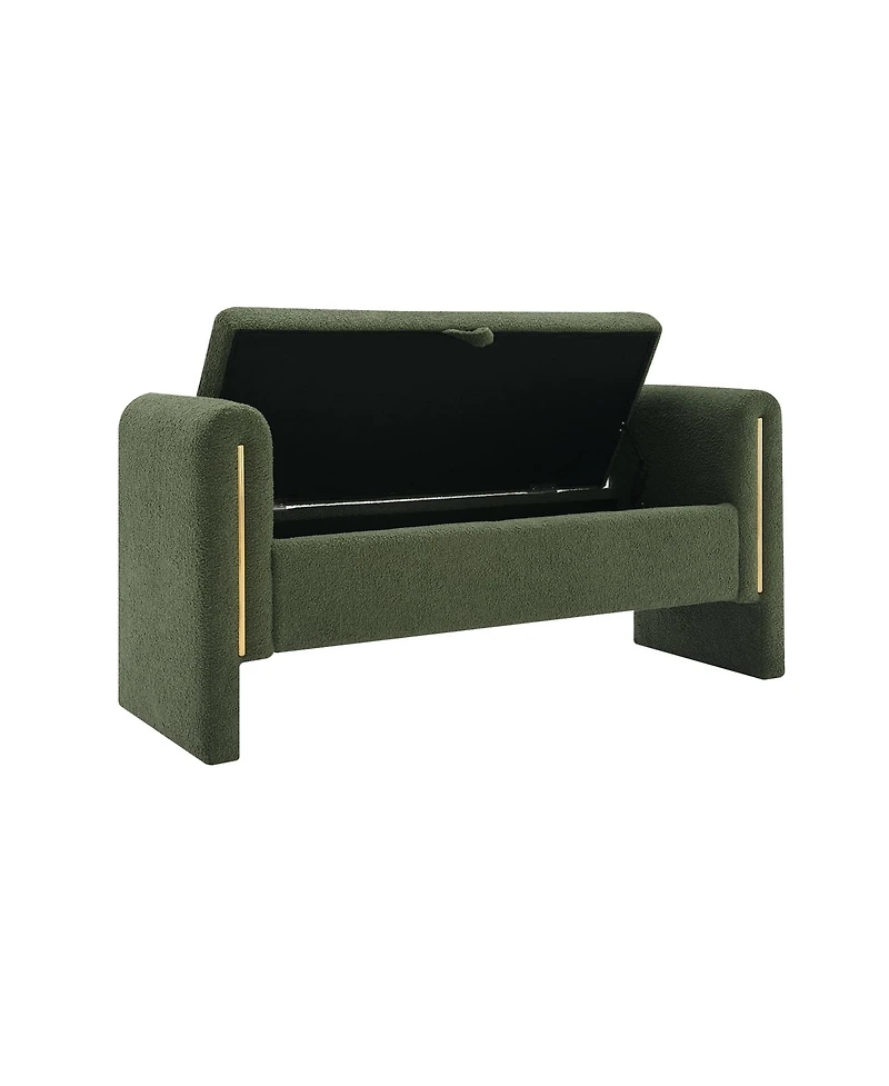 Modern Teddy Bed End Bench with Storage and Arms, Upholstered Foot Rest Stool, Comfy Vanity Bench-The Pop Home