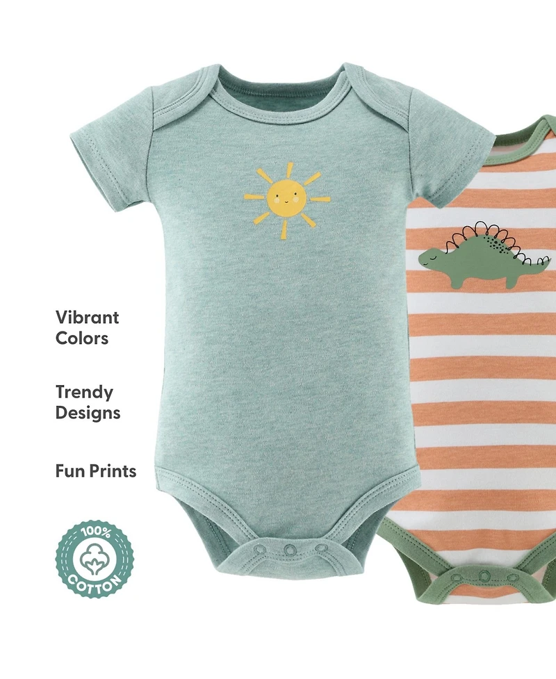 The Peanutshell Baby Girls Short Sleeve Cotton Bodysuits Girls, Neutral Check