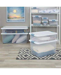 Sterilite Clear Plastic 6 Quart Storage Box Container with Latching Lid, 24 Pack
