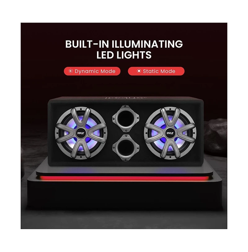 Pyle Dual Subwoofer Box System, 8'' Vented Enclosure, 800W Max, Led Lights