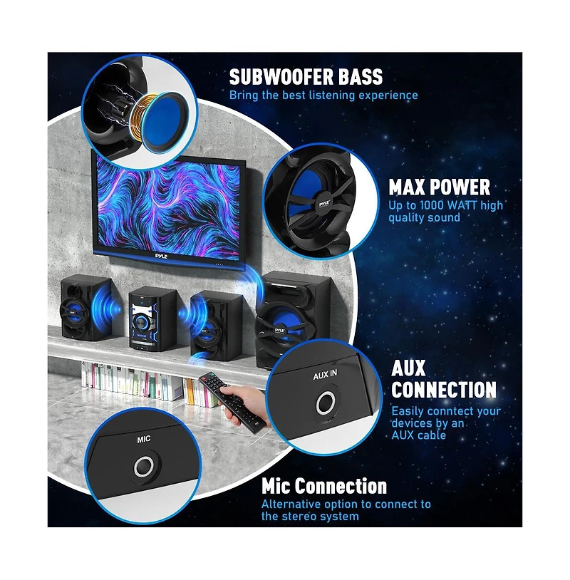 Pyle 5.25” 2-Way Bluetooth Wireless Speaker System - Waterproof, 500W Max Power, 1/2” Tweeter, Compact Design