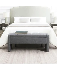 The Pop Home Modern Upholstered Bed End Bench with Storage, Linen Foot Rest Stool, Multi-Functional Vanity Stool-The
