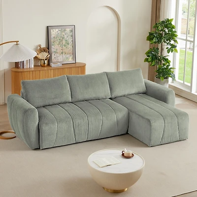 Convertible Sectional Sofa Couch, Modern Fabric 3 Seater L-Shaped Couch for Living Room, Apartment, Office, Small Space, (Grey)