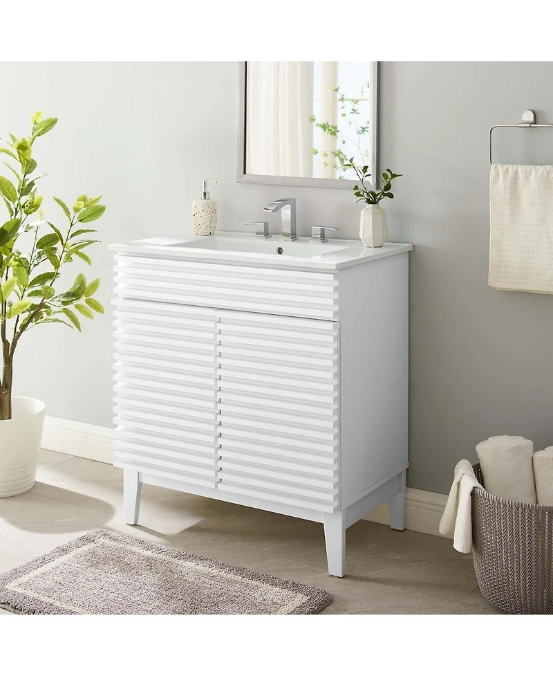 Freestanding Bath Vanity with White Ceramic Top Unassembled for bathroom