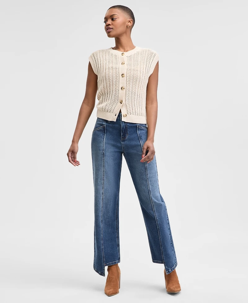 And Now This Petite Open-Knit Button-Front Cardigan Sweater, Exclusively at Macy's