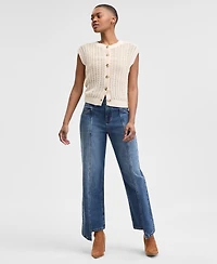 And Now This Petite Open-Knit Button-Front Cardigan Sweater, Exclusively at Macy's