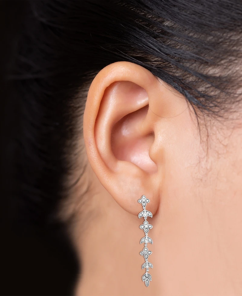 Diamond Vine Inspired Linear Drop Earrings (1/3 ct. t.w.) in Sterling Silver