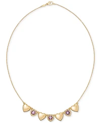 Amethyst (3 ct. t.w.) & White Topaz (3/4 ct. t.w.) Puffed Heart 18" Necklace in 14k Gold-Plated Sterling Silver