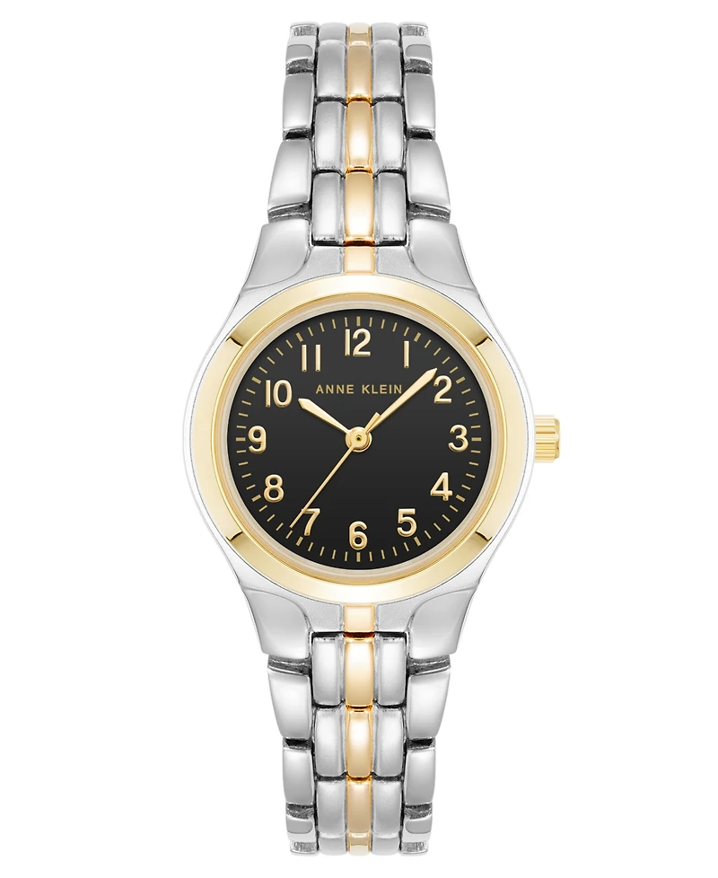 Anne Klein Women's Quartz Black and Two-Tone Metal Alloy Watch, 26mm