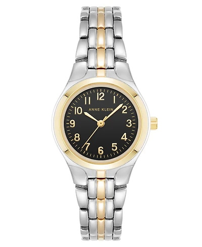 Anne Klein Women's Quartz Black and Two-Tone Metal Alloy Watch, 26mm