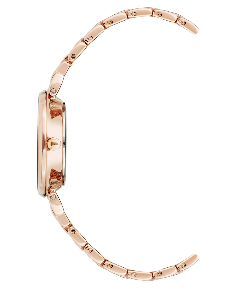 Anne Klein Women's Quartz Floral Rose Gold-Tone Metal Alloy Watch, 30mm
