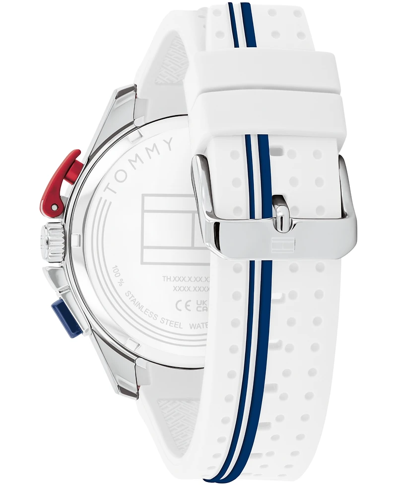 Tommy Hilfiger Men's Chronograph White Silicone Strap Watch, 46mm