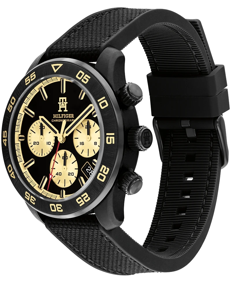 Tommy Hilfiger Men's Chronograph Black Cordura & Black Silicone Strap Watch