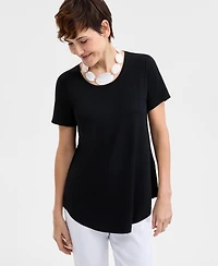 Jm Collection Women's Scoop-Neck Short Sleeve Top, Created for Macy's