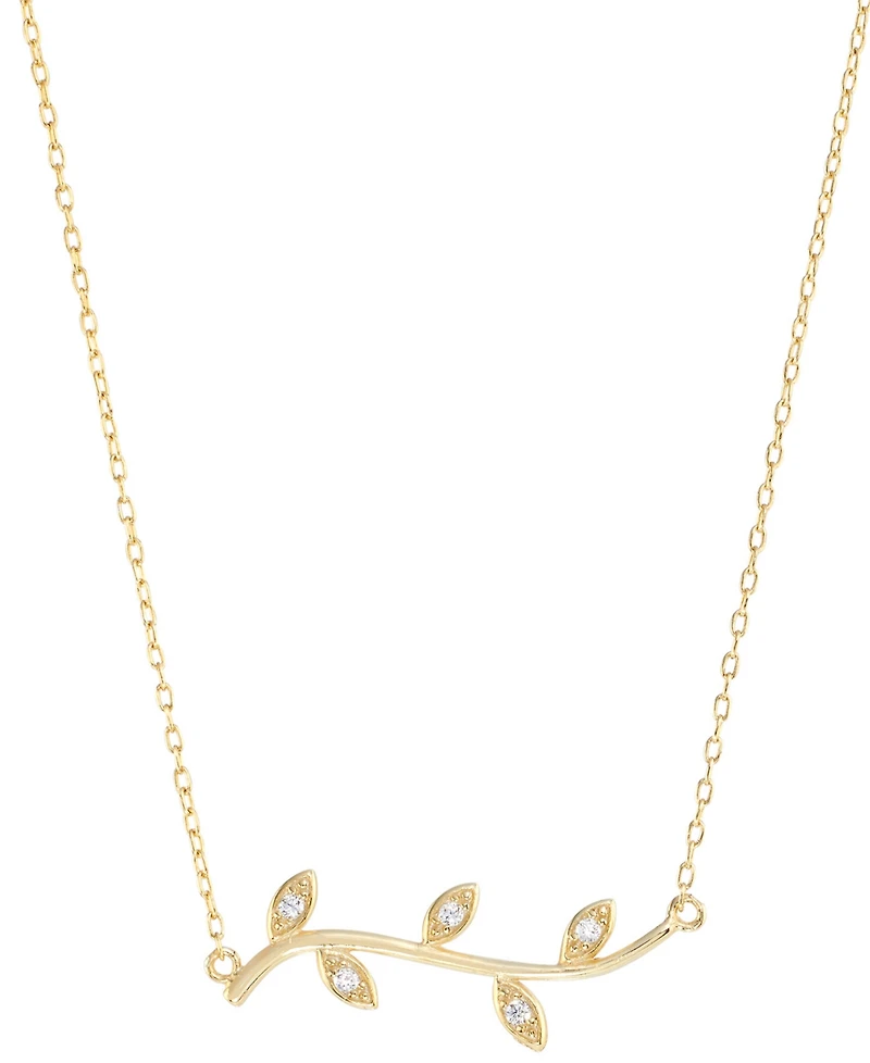 Cubic Zirconia Vine Pendant Necklace in 14k Gold-Plated Sterling Silver, 16" + 3" extender