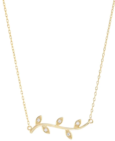 Cubic Zirconia Vine Pendant Necklace in 14k Gold-Plated Sterling Silver, 16" + 3" extender