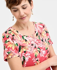 Jm Collection Women's Printed Scoop-Neck Short Sleeve Top, Exclusively at Macy's