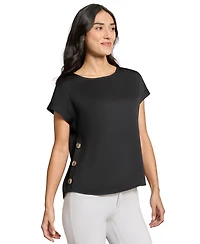 Jones New York Women's Side-Button Short-Sleeve Top