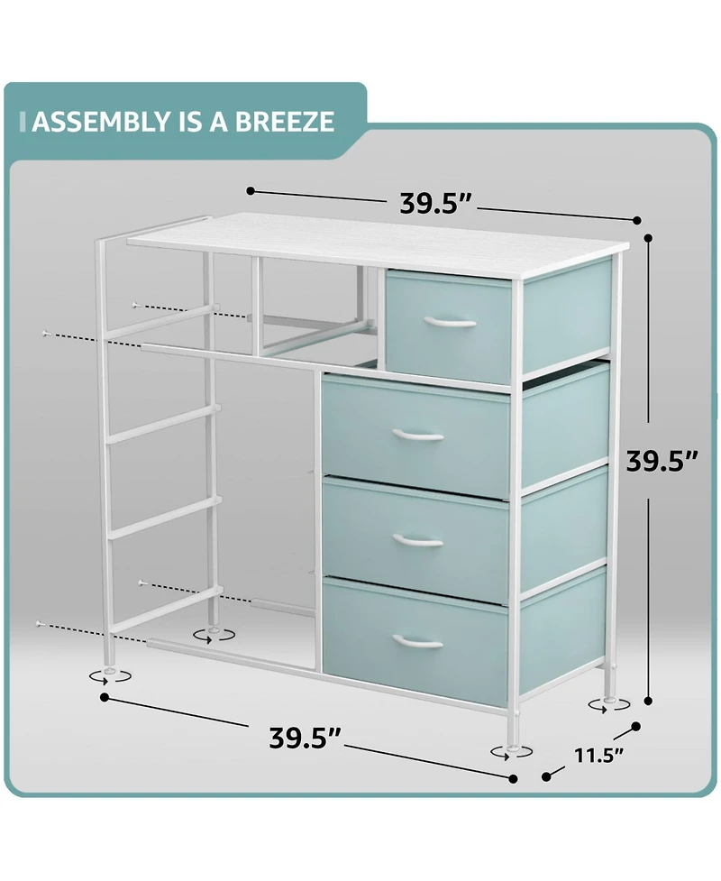 Sorbus 9 Drawers Dresser - Furniture Storage for Bedroom, Closet, Office Organization Steel Frame, Wood Top, Fabric Bins