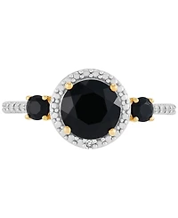 Macy's Onyx & Diamond Accent Ring in 14k Gold Over Sterling Silver