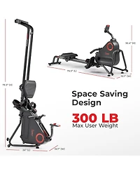 Sunny Health & Fitness Smart Silent Magnetic Rowing Machine with Dual Slide Rail